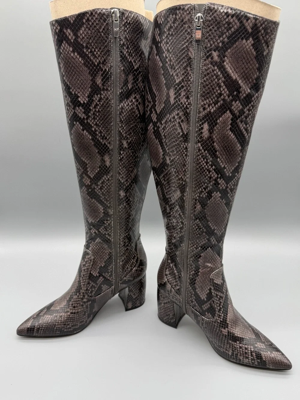 Women’s US 8 M Marc Fisher Retie 2 Faux Snakeskin Knee Boots NEW